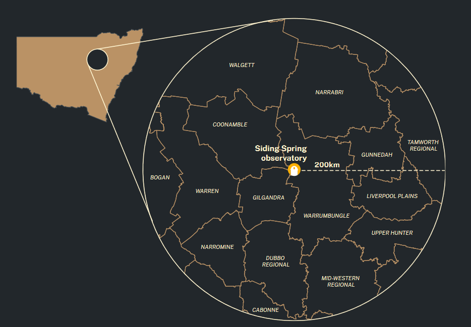 Cuurent Dark Sky area Map